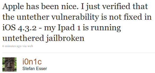Apple hasn't Fixed Untethered Vulnerability in iOS 4.3.2 [CONFIRMED]