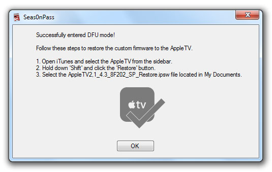 seas0npass untethered windows apple tv 2 07 How to Jailbreak Apple TV 2 on iOS 4.3 with Seas0nPass (untethered)